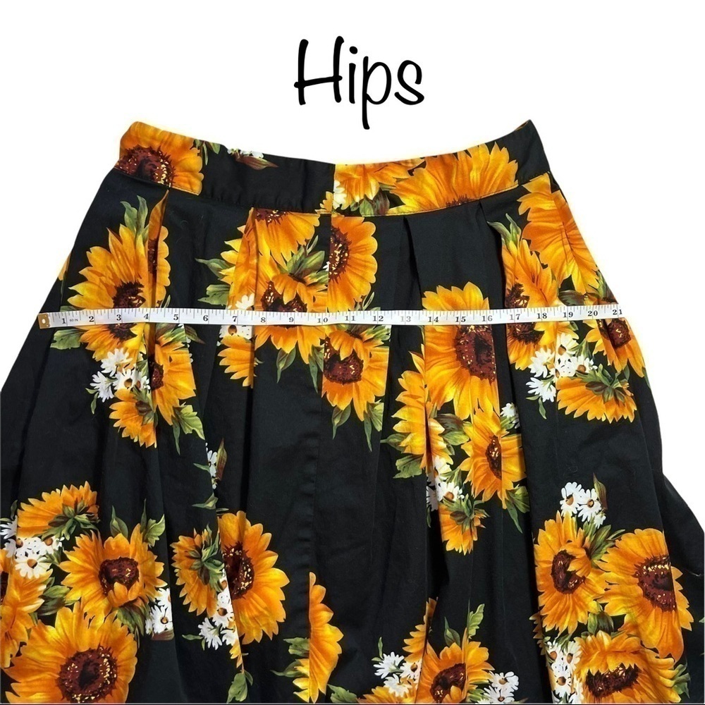 Vintage Handmade Artisan Sunflower Floral Knee Length Lightweight Skirt Large - Picture 14 of 16